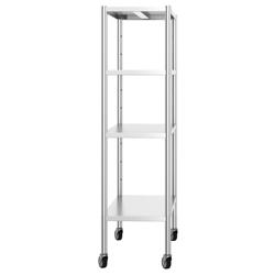 Nerezový regál PREMIUM - 1,2 x 0,5 m - se 4 policemi (NASTAVITELNÉ) - vč. 4 koleček