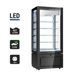 Vetrina congelatore - 457l - 805mm - 1 porta a battente in vetro - con 5 ripiani - LED interni - Nero