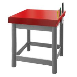 Commercial Polyethylene Butcher Block Table – Red - 600x600x800 mm - 80 mm Top - Knife Holder