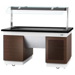 Banco buffet professionale refrigerato DUBLINO - 1600mm - con vasca refrigerata - su ruote - per 4x GN 1/1 - Self Service