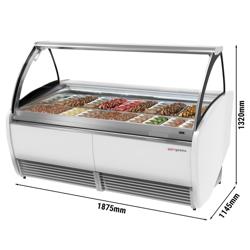 Vetrina Gelato LEO - 1728mm - Refrigerazione ventilata - con Illuminazione LED - per 20x Vasca da gelato da 5 Litri - Bianco