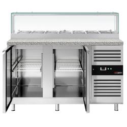 Saladette PREMIUM - 1510mm - 2 deuren - met glazen opzetvitrine voor 7x GN 1/3 - granieten werkblad