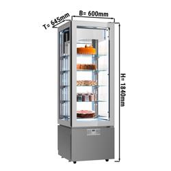 Vitrine réfrigérée négative 4 faces vitrées / Vitrine panoramique négative - 324L - 600mm - avec 5 étagères en verre - 1 porte vitrée - Pour FR