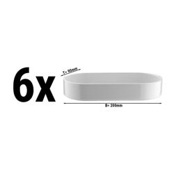 (6 Stück) PERA Weiß - Dessert-/ Salatschale - oval - 200x90mm - Weiß