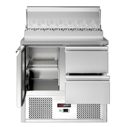 Mini voorbereidingstafel ECO - 900mm - 1 deur & 2 laden - voor 5x GN 1/6