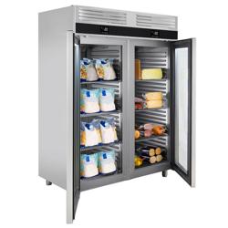 Fridge Freezer Combination Stainless steel PREMIUM - GN 2/1 - 1400L - with 2 doors & Support grids
