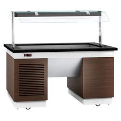 Buffet gekoeld DUBLIN - 1600mm - met gekoelde kuip & zwenkwielen - voor 4x GN 1/1