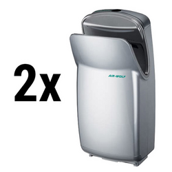 (2 stuks) AIR-WOLF | Handdroger met infraroodsensor - ABS Zilver