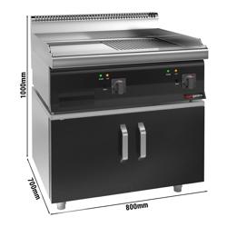 Plită electrică - netedă + striată (7,1 kW) - incl. suport cu 2 usi