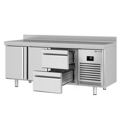 Koelwerkbank Premium PLUS - 1960x600mm - met 2 deuren & 2 laden & met achterwand