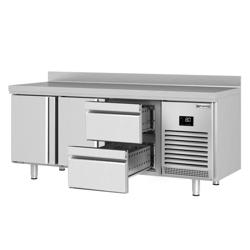 Koelwerkbank PREMIUM PLUS - 1960x600mm - 385 liter - met 2 deuren - met 2 lades - met opstand