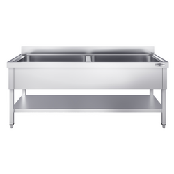Kastrulldiskbänk Med bottenplatta 1,8 m – 2 Kar L 80 x B 50 x T 35 cm