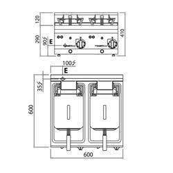 Dubbele elektrische friteuse - 10+10 liter - 12 kW - mechanische bediening - met aftapkraan
