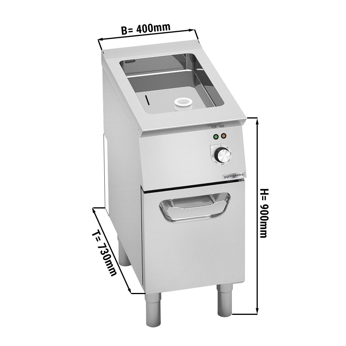 Braisière électrique multifonctions - 4,8kW - 11,5litres - 400mm - 1 fond rainuré fixe