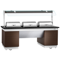 Buffet counter DUBLIN - 2300mm - with 3 chafing dishes & castors