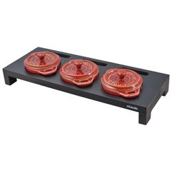 STAUB | SPECIALITIES - Vassoio per 3 mini cocottes - 420x160mm - Fibra di legno - Nero