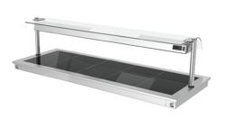 Płyta podgrzewająca do zabudowy – 1800 mm – 5 komór GN 1/1 – 2,25 kW – z szybą przeciwkaszlową