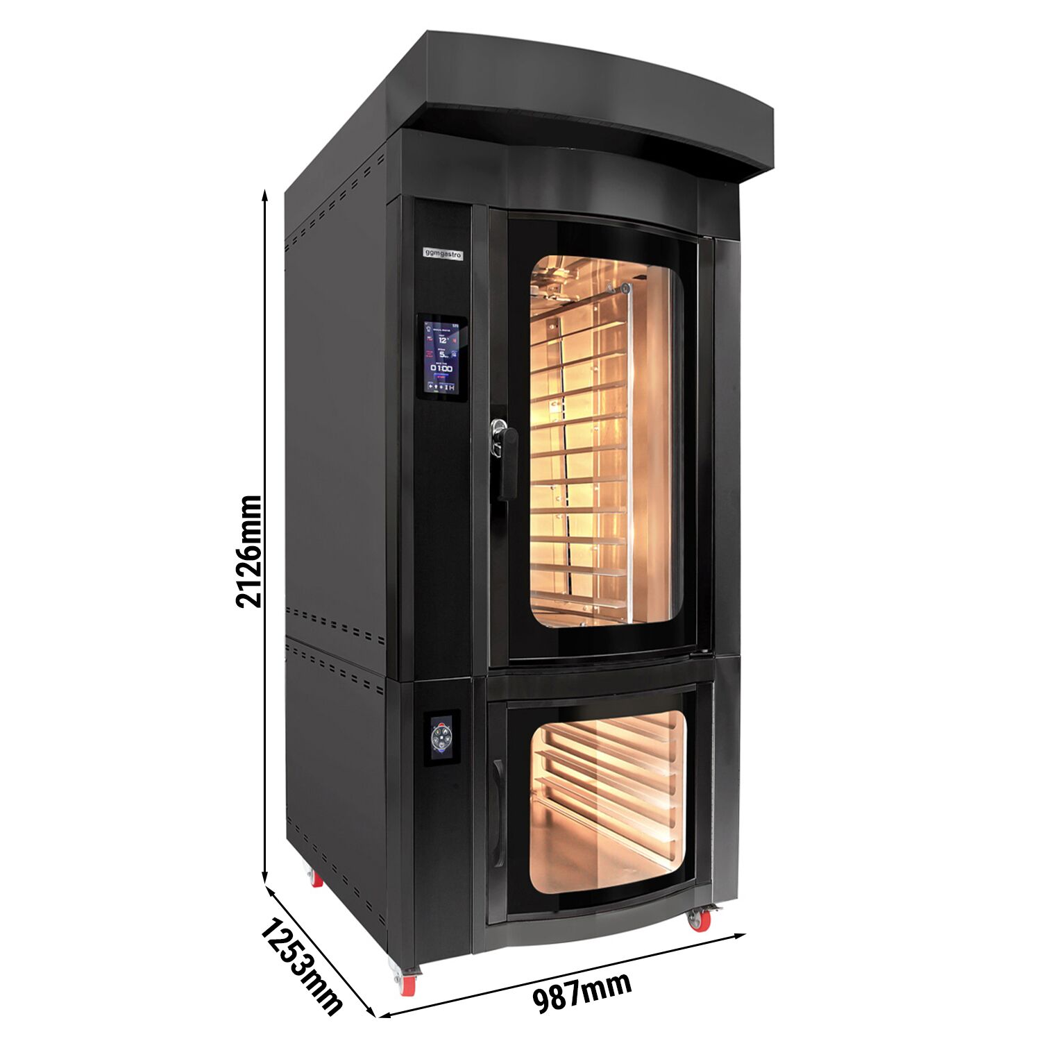 Rotary Gas Bakery Convection Oven Black Touch 10x EN 60x40 incl. Proofing Cabinet GGM Gastro
