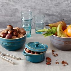 STAUB | CERAMIQUE - طنجرة كوكوت صغيرة - بقطر 100 مم - دائرية - سيراميك - فيروزي عتيق
