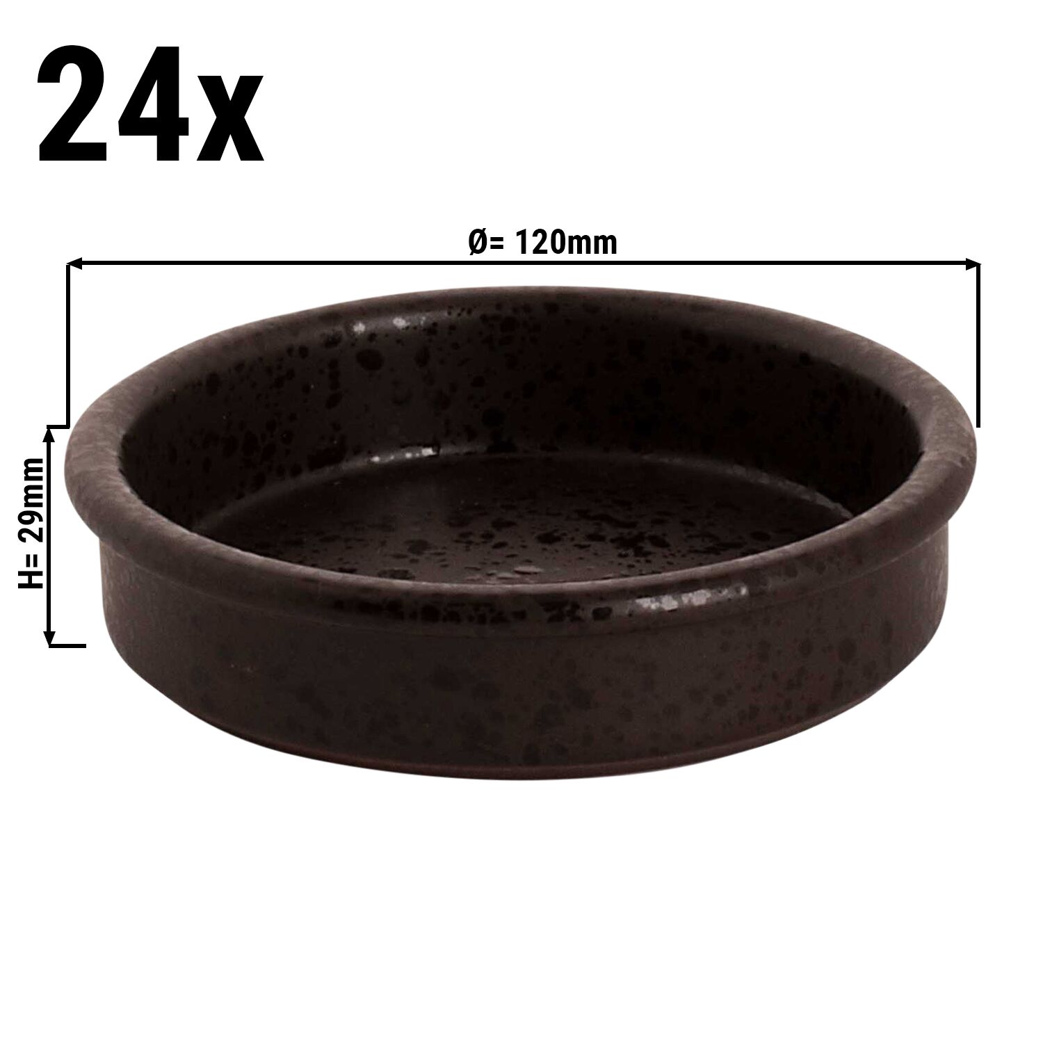(24 pcs) MOON - Plat à four - Ø 120mm - Noir