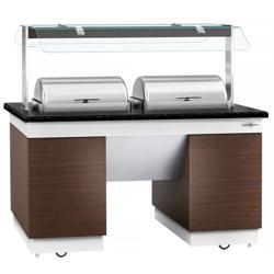 Buffévagn DUBLIN - 1600 mm - med 2 chafing dishes - med hjul