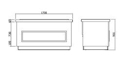 Banco buffet professionale caldo PRAGA - 1700mm - con bagnomaria - su ruote - per 4x GN 1/1