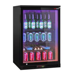 Réfrigérateur de bar – 600 mm – 130 litres – avec 1 porte battante vitrée – Extérieur & intérieur Noir