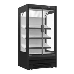 Vitrine murale réfrigérée - 1018mm - 528L - avec 2 portes battantes vitrées & 3 étagères - Noir