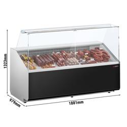 Banco gastronomia professionale - 1881x979mm - 387 L - Vetro dritto - Pannello frontale Nero RAL9017