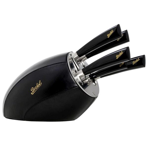 BERKEL | ELEGANCE - Messenblok met 5 messen - Zwart leer