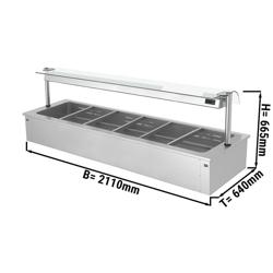 Εντοιχιζόμενο μπαιν μαρί - 2.110 mm - 4,38 kW - για 6x GN 1/1 ή για GN 1/1 (ύψος έως 200 mm) - με αντιπτερνιστικό κρύσταλλο
