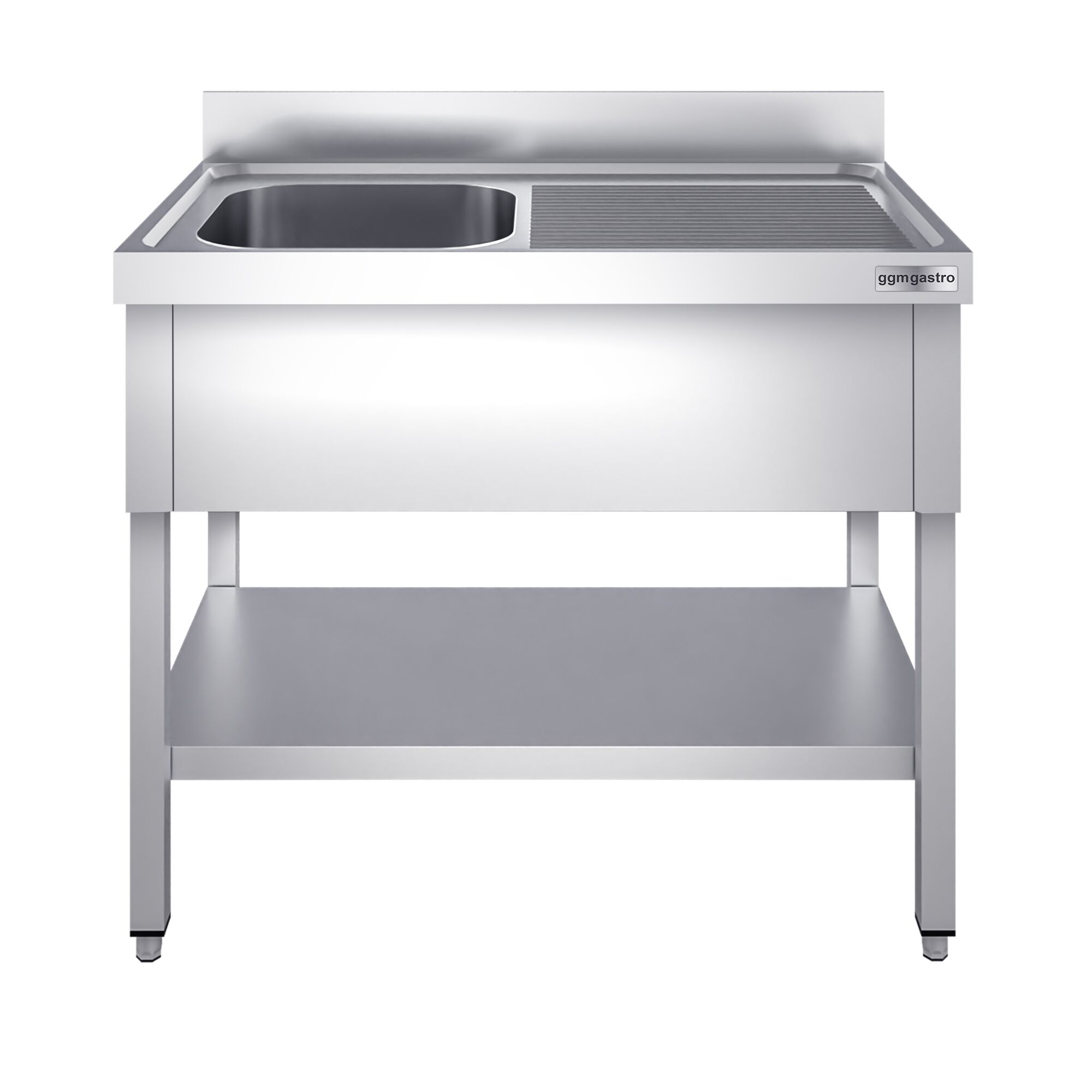 Table évier inox PREMIUM - 1600x700mm - avec fond & 1 bac à gauche