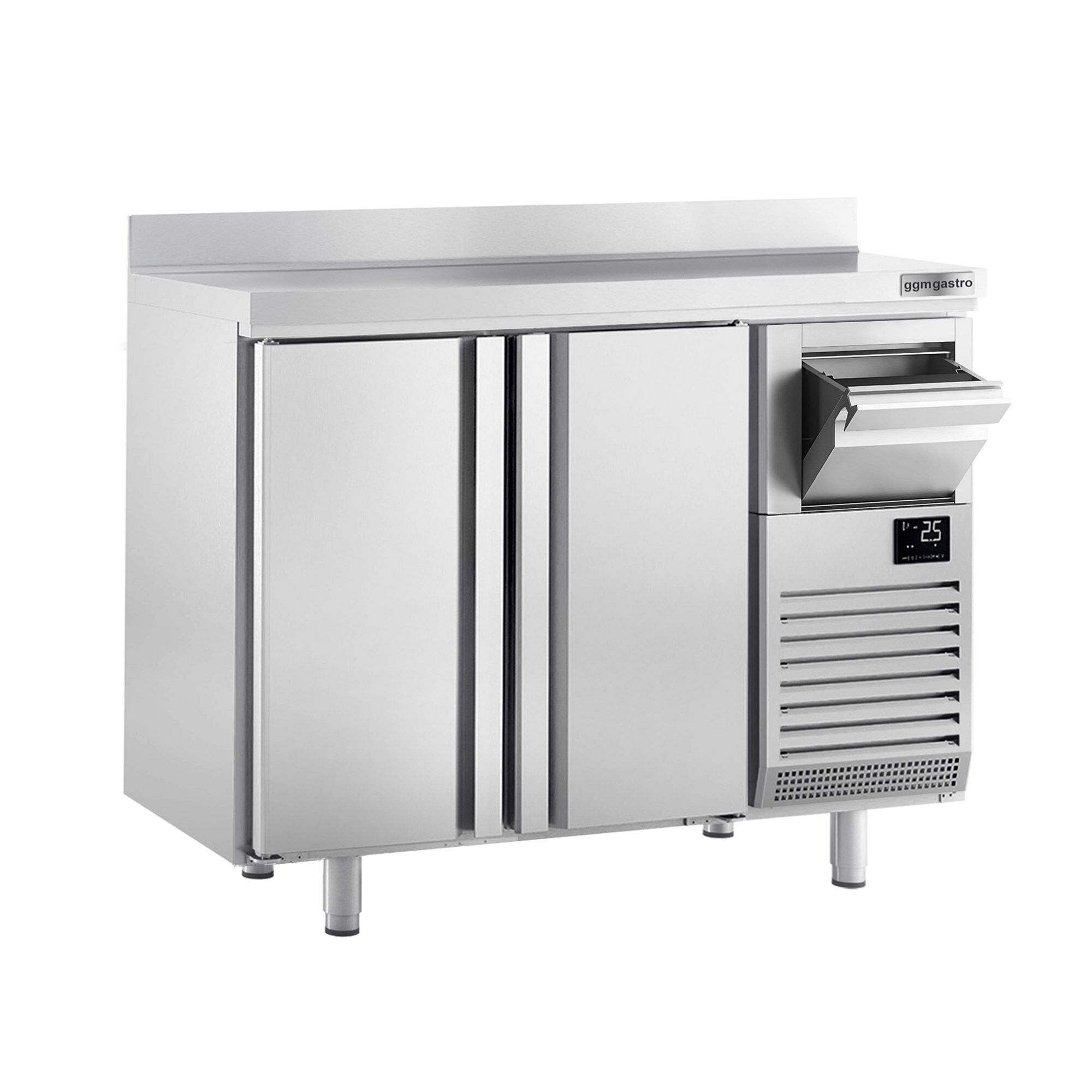 Arrière-bar réfrigéré professionnel  Premium PLUS - 1470 x 600 mm - avec 2 portes, dosseret et tiroir à marc de café