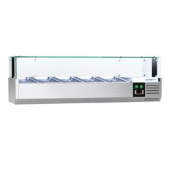 GN-kylmävitriini PREMIUM - LED-valaistuksella - 1200x335 mm - 5 GN 1/4-astiaa - lasisuojalla