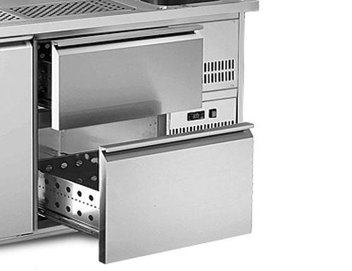 Ladeblok voor biertoonbank - 560x613x805mm - GN 1/1 - 2 lades: 1x 2/5 & 1x 3/5, voor BA-serie