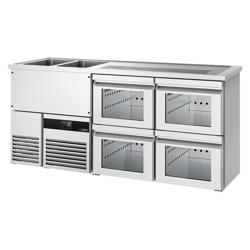 Výčepní pult PREMIUM - 1950x700 mm - 4 Skleněné zásuvky