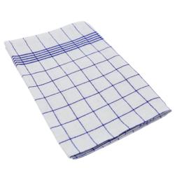 (10 pcs) Torchon en Lin & coton Spécial verres/anti-traces - 50x70cm - Bleu à carreaux