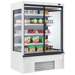 Commercial multideck display fridge - 1330mm - 455L - with 2 hinged glass doors & 4 shelves - White
