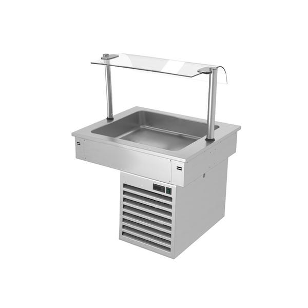 Drop-in koelbak - 800mm - +2 tot +8°C - 2x GN 1/1 - 190W - met glazen hoestscherm