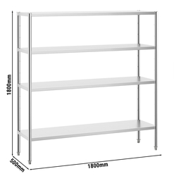 Stalak od plemenitog čelika PREMIUM - 1800x490 mm - Sa 4 police (PODESIVE)