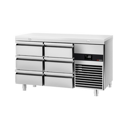 Koelwerkbank PREMIUM - 1400x700mm - met 6 laden - incl. snijplank wit