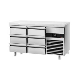 Kylmätyöpöytä PREMIUM - 1400x700mm - 6 vetolaatikolla - sis. valkoisen leikkuulaudan