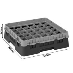 CAMBRO | CAMRACK® - Bardak yıkama sepeti 1/1 - 36 bölmeli - 1 uzatıcılı - 500x500mm - Siyah