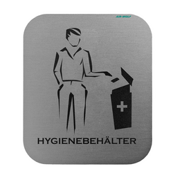 AIR-WOLF | Deurbord "Hygiënecontainer" - zelfklevend - Roestvrij staal