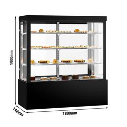Koel- & Gebaksvitrine - 1850 liter - 1800mm - schuifdeuren - dubbel glas - met 3 schappen - zwart