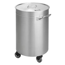 Afvalbak met deksel, wielen & handgrepen - 100 liter - Roestvrij staal