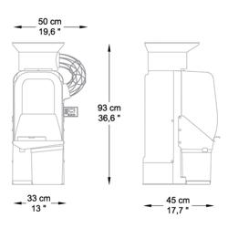 Automatický lis na pomeranče - 550 W - 63 kg - s automatickým podáváním, propustností 15 pomerančů/min, pro Ø 65-80 mm, zásobníkem 8 kg, digitálním ovládáním - oranžová