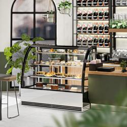 Commercial cake display fridge - 524L - 1500mm - Double glazing - with 3 glass shelves - rear sliding doors