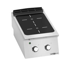 Cucina in vetroceramica professionale - PAOLO 700 - 400x730x290mm - 6,4 kW - 2 piastre quadrate - da banco