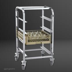 Chariot de transport pour paniers à vaisselle en acier inoxydable - 550x505mm - avec 4 surfaces de rangement en acier inoxydable - avec poignée